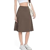 Women's Midi Knee Length Skirts with Arc-Shaped Pockets,26" Knee Long Skorts for Women Athletic Swim Skirts