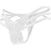 ChiaoLezhee Mens Sexy Butterfly Thong Lingerie, Sissy Floral Lace, Girly String Panties, Low Rise Femboy Underwear