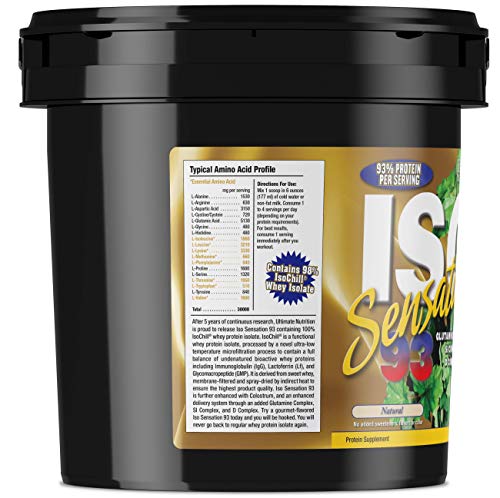 Ultimate Nutrition ISO Sensation 93 100% Whey Protein Isolate Powder with 30 Grams of Protein - Low Carb, Keto Friendly, Natural, 5 Pounds