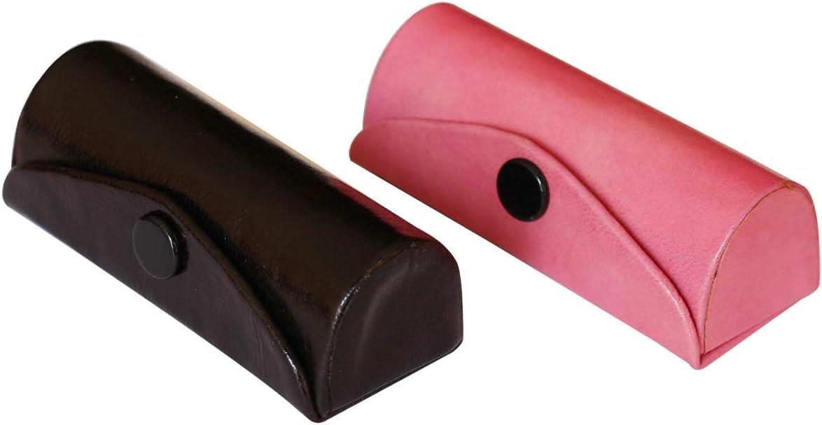 SWACRAFT Set of 2 Leather Lipstick Case Holder Bag Organizer Purse Durable Soft Leather | Cosmetic Storage Kit with Mirror Pink & Black Lipstick Holder for Women