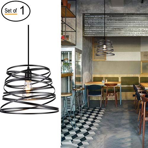 Industrial Hanging Lights, Rustic Pendant Light, Black Metal Cage