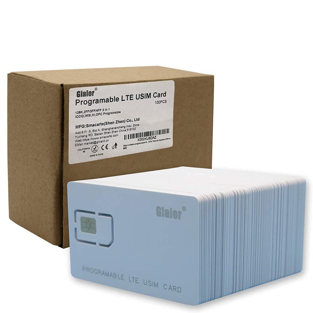 Gialer 100PCS Writable Programmable SIM Card 4G LTE WCDMA GSM Nano Micro 2FF 3FF 4FF Blank USIM Card for Telecom Operator (100pcs)