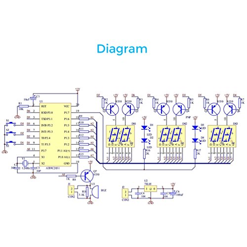 WHDTS C51 6 Bits DIY Digital Electronic Clock Kit AT89C2051 Chip Alarm Clock Kit Soldering Practice Learning Kits