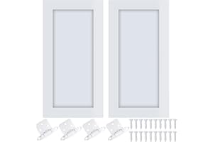Cinnvoice 2 Pcs 15.5" W x 29" H White Pine Kitchen Cabinet Door Replacement with 4 Pcs Cabinet Hinges Wood Shaker Door Front Replacement for Kitchen, Bathroom, Vanity