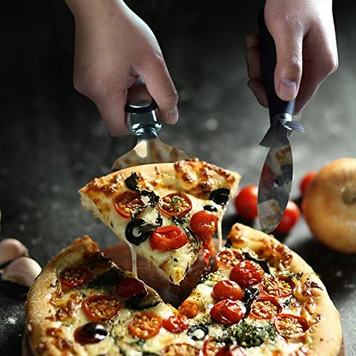 CNSTAR Premium Professional Pizza Cutter Wheel Pizza Shovel Tools, Sharp Pizza Slicer with Thumb Protection Stainless Steel Pizza Cutter and Pizza Shovel
