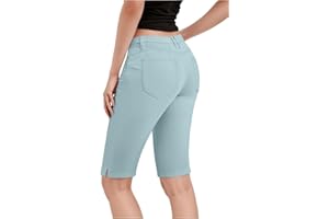 Hybrid & Company Womens Ultra Comfy Butt Lift Stretch Bermuda City Shorts with Pockets