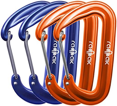 Raqpak Wiregate Carabiners Clips for Hammocks 2 4 6 8 pcs Sets Lightweight Strong Aluminum with Pouch