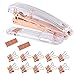 Unime Rose Gold Stapler Acrylic Desktop Stapler with 1000 PCS Rose Gold Staples and 10 Pieces Blinder Clips for Office School Home Accessory