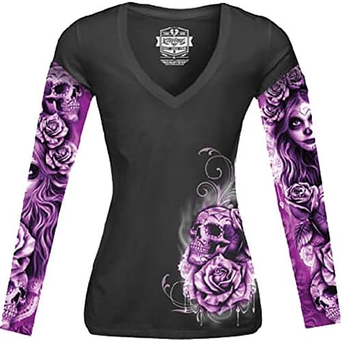 Women's Lethal Angel My Nightmare Tattoo Sleeve T-Shirt Black 2XL