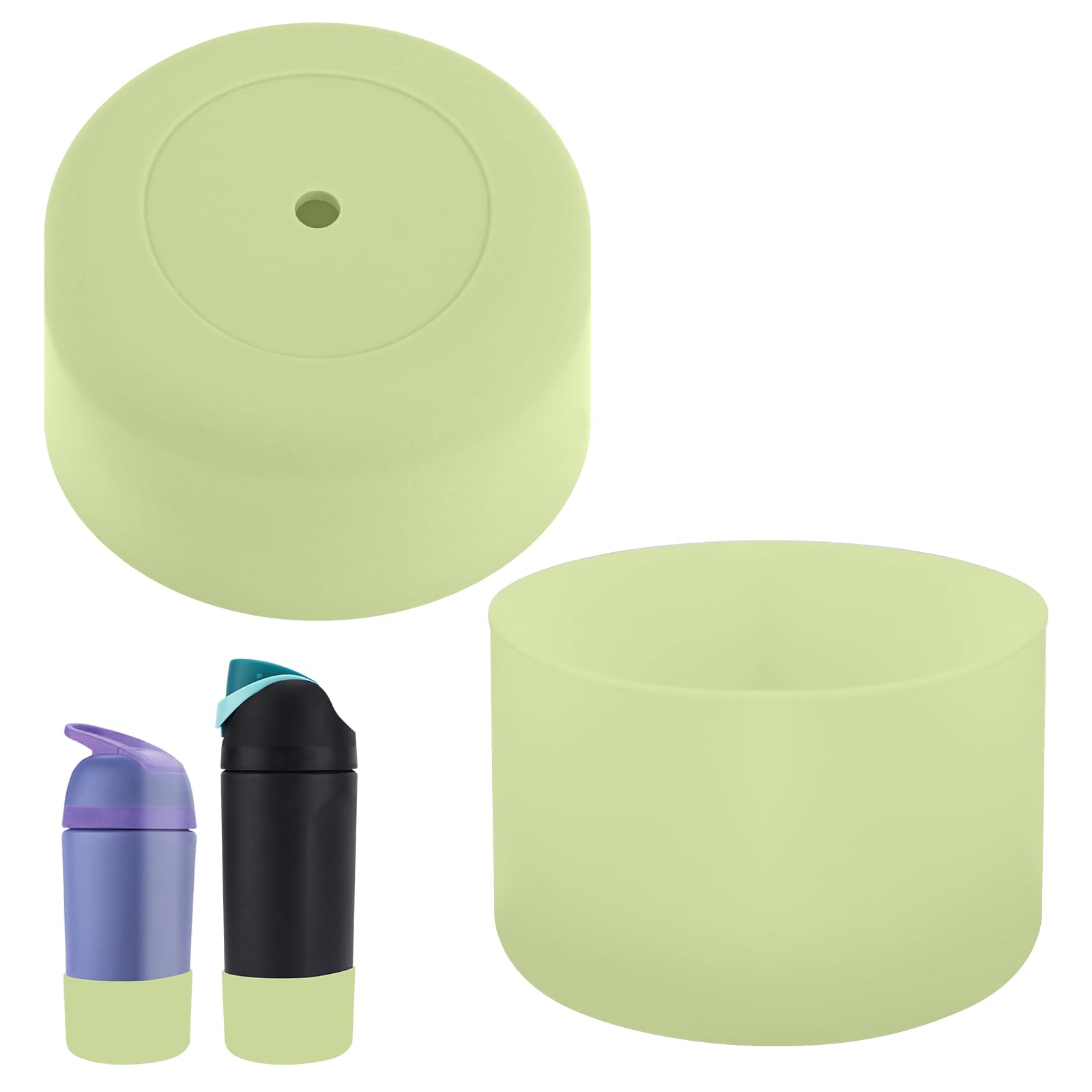 Photo 1 of 2pcs Silicone Boot for Owala Kids Water Bottle 16oz/14oz, Anti-Slip Water Bottle Cover Sleeve Anti-Dent Bottom Protector Wraps Compatible with Owala Kids Stainless Steel Bottle Accessories(Green)