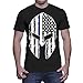 Mens Thin Blue Line - Spartan Mask American Flag T-shirt