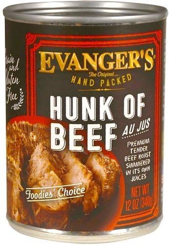 Evanger's Grain-Free Hunk of Beef Supplement Food for Dogs Pack of 12-12 ounce cans