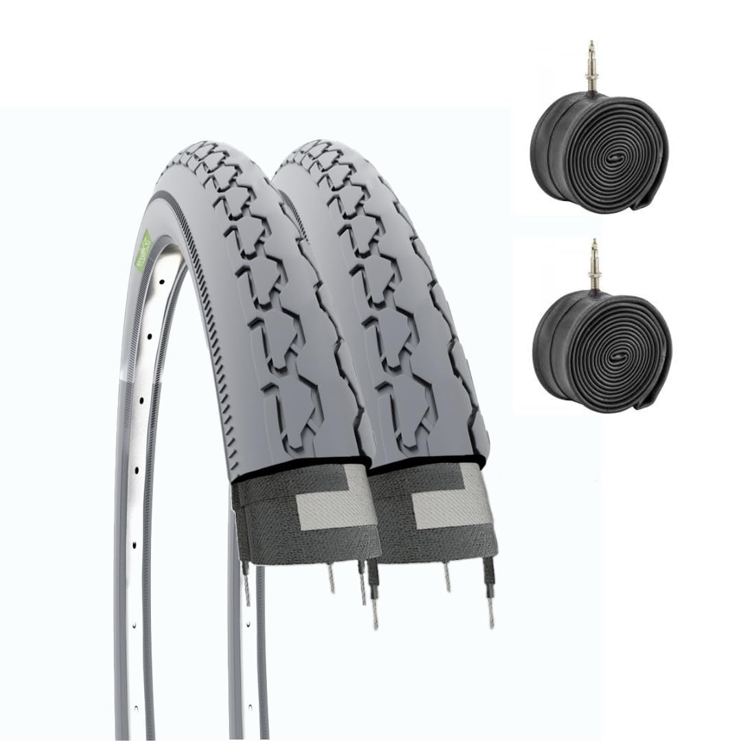 Ecovelo Pair of 2 Wheelchair/Pram Tyres 24 x 1 3/8 (37-540) + Inner Tubes, Grey