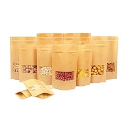 Kraft Paper Bags With Matt Window And Zip Lock