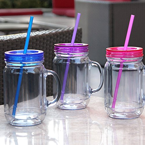 Cupture Double Wall Insulated Plastic Mason Jar Tumbler Mug 20 oz, 3