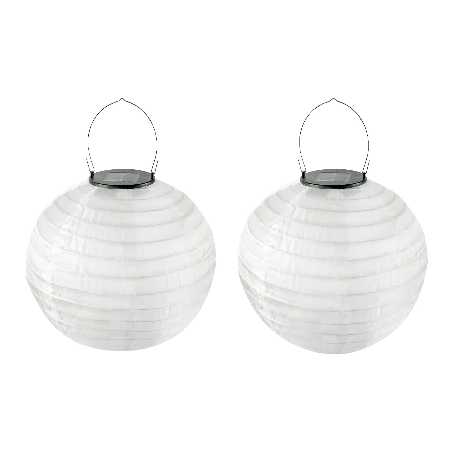Himmel Solar LED Waterproof Nylon Lantern, 2 Pieces, 20 cm, Solar Lighting for Garden, Yard, Patio, Wedding, Halloween Party Decoration (White)