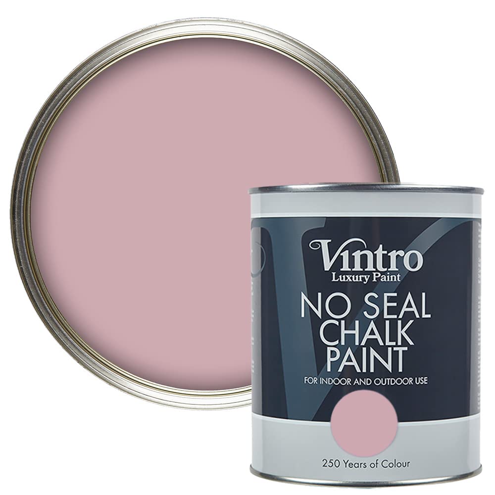 Vintro | No Seal Chalk Paint | Pink | Interior & Exterior Use | Furniture | Walls | Wood | Metal | 1 Litre (Albert Bridge - Dusky Pink)