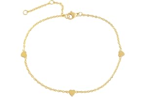 Edforce Stainless Steel Women Girls 3 Small Heart Charms Anklet Bracelet Foot Jewelry, 8.5"+2" Extender