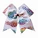 CN Girls Large Cheerleading Hair Bows Ponytail Holder Elastic Hair Ties Pony Tail Holder Elastic Head Loop For Cheerleading Girls Pack of 6