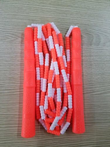 Segmented Jump Rope 8 Feet with Shatterproof Plastic Beaded Segmentation (PE) covering Braided Nylon Cord - Premium Quality，Adjustable Fitness Rope For Kids And Adults, Anti-Slip Handles - Orange