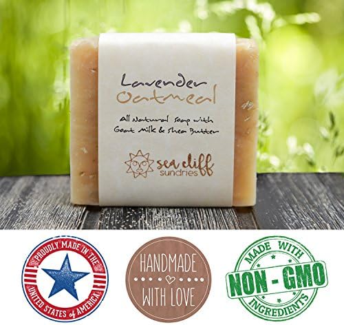 Handmade Goat Milk Soap Lavender Oatmeal - Naturally Good For Sensitive &amp; Delicate Skin, Relaxing Lavender, NON-GMO, 2 Bars, Smells Amazing!