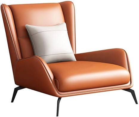 Amazon Com Vbarv Casual Leather Single Sofa Chair Simple High Back Armchair Bedroom Living Room Single Sofa Lazy Couch Furniture Back Push Recliner Furniture Decoration Home Kitchen