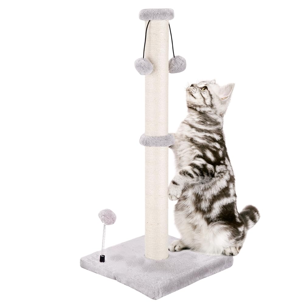 82cm Tall Cat Scratching Post Scratch Post with Sisal Rope for Large Indoor Cats, 3 Ball Toys and a Stable Heavy Base — image 1