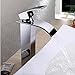 Senlesen Contemporary Modern Waterfall Spout Chrome Polished Tall Single Handle Bathroom Vessel Sink Faucet, Laundry Vanity Sink Faucet With Two 3/8