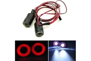 MOHERO 2 LEDs Angel Eyes & Demon Eyes LED Light Headlights for 1/10 RC Model Crawler Cars Headlamps (Red+White, 17mm)