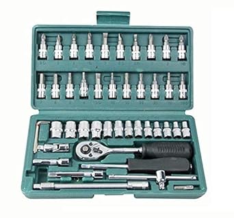 Cpixen 46 in 1 Piece Tool Kit and Screwdriver and Socket Set and Car Repair Tool Ratchet Wrench Set Hand Tool