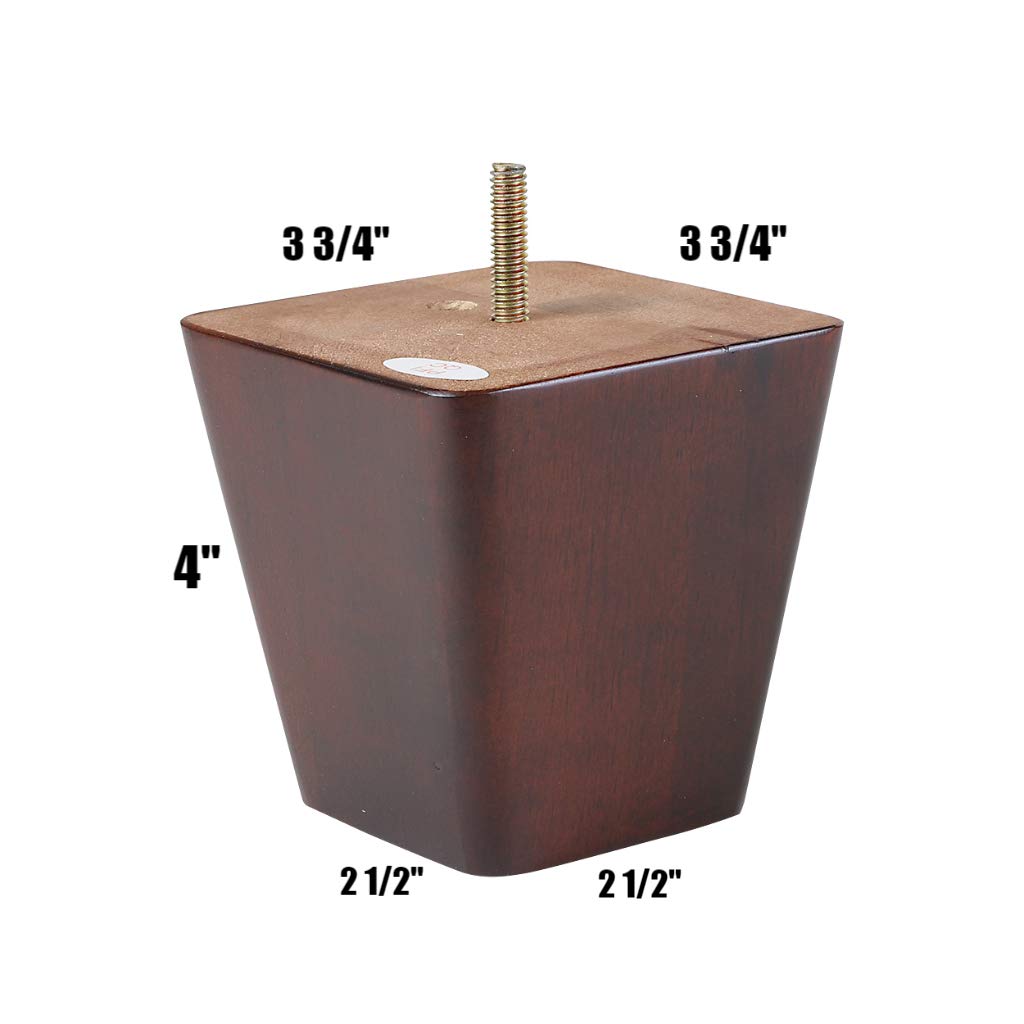 ProFurnitureParts 4" Inch Dark Cherry Finish Square Tapered Wood Sofa