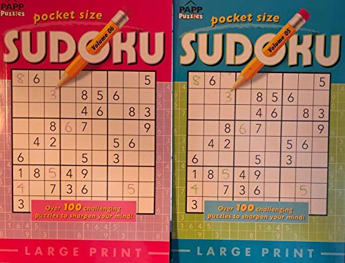 Pocket Size Large Print Sudoku PAPP Puzzles Bundle/2