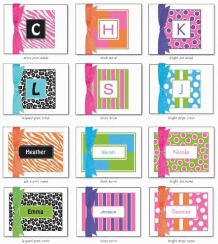 Paparte Note Cards (726 Pink and Green Block Initial)
