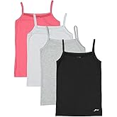 Brix Girls Tank Tops Camis - 4-Pack Value Solid Tagless Cotton Tanks Sleeveless Tees.