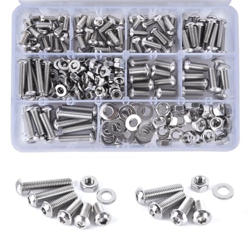321PCS M6 M8 Button Head Screws Kit, GTERNITY M6-1.0 M8-1.25 Assorted Machine Screws Nuts Washers 304 Stainless Steel Metric Internal Hex Screws Bolts Nuts Washers Set at Amazon