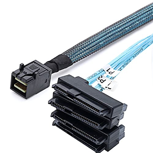 NFHK Internal Mini SAS SFF-8643 Host to 4 SAS 29Pin SFF-8482 Target Disk 6Gbps Data Server Raid Cable