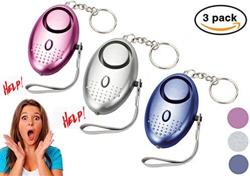 Safe Sound Personal Alarm Keychain With LED Flashlight Emergency Alarms Portable Safety and Self Defense for Women, Elderly, Kids, Students 2 Pack (Mixed Colors-3 Pack)