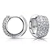 5 Five Row Pave Cubic Zirconia CZ Wide Huggie Hoop Earrings For Women .925 Sterling Silver