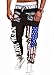 Men's Casual Flag Pattern Printing Sport Baggy Jogger Long Pant (M, black)