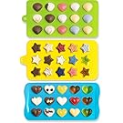 Candy Molds & Silicone Chocolate Mold | Jello & Ice Cube Trays | Set of 3 | Non Stick & BPA Free | Hearts, Stars & Shells - by Lucentee