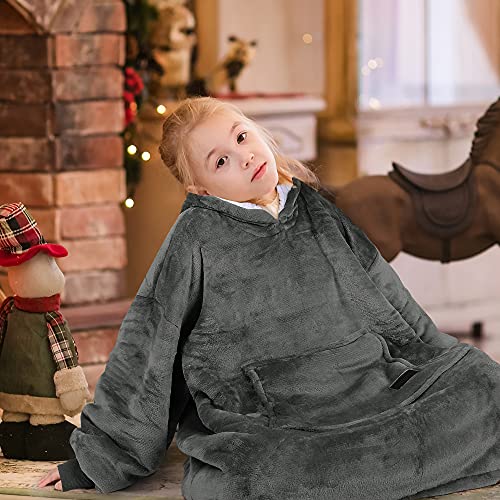 Catalonia Blanket Hoodie for Kids, Oversized Wearable Sherpa Sweatshirt Pullover for 716 yr
