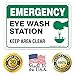 Eye Wash Station Signs, Emergency Sign, 10x7 Rust Free Aluminum, Weather/Fade Resistant, Easy Mounting, Indoor/Outdoor Use, Made in USA