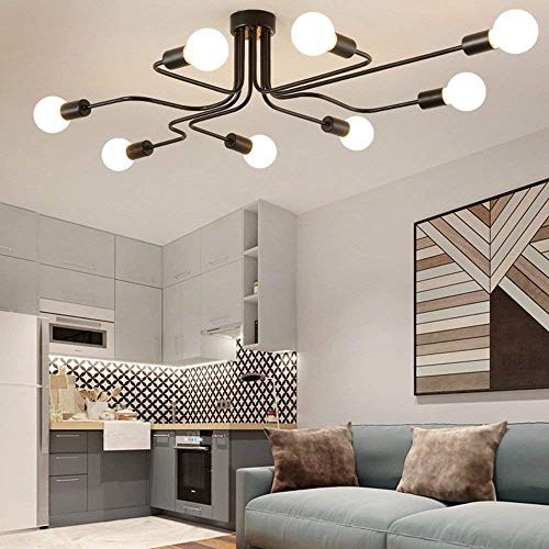 Lingkai Industrial Ceiling Light Vintage Chandelier Metal Pendant Light Creative Retro 8-Light Chandelier Lighting Fixture