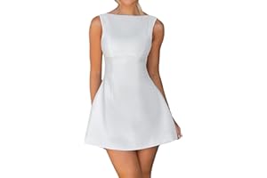 ABYOVRT Women Sexy Backless Mini Dress Sleeveless Open Back A Line Tank Dress Formal College Graduation Dress