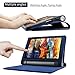 Lenovo Yoga Tab 3 8 Case - Infiland Folio Premium Leather Smart Stand Cover for 2015 Released Lenovo Yoga Tablet 3 8-Inch Tablet Only, Navy