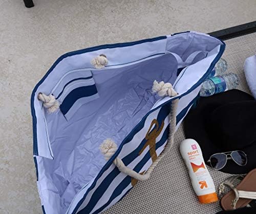 Beach Bag XL, Waterproof Lining, Travel Tote Bag, Zipper Closure, Inner Pockets 6 Beach Bag XL, Waterproof Lining, Travel Tote Bag, Zipper Closure, Inner Pockets