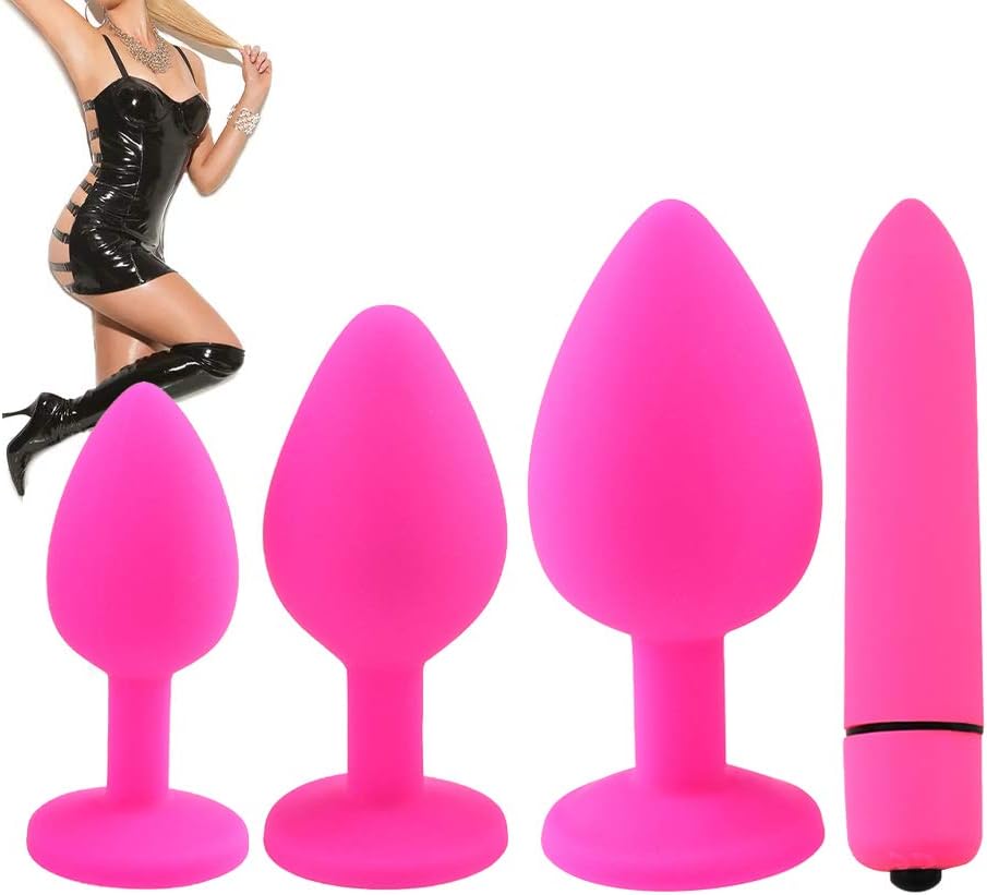 4Pcs/Set Silicone Trainer Kit,Yoruii Stimulator Beginners Silicone Plugs Toys for Women and Men Soft Share Pleasure Trainer Kits Pink