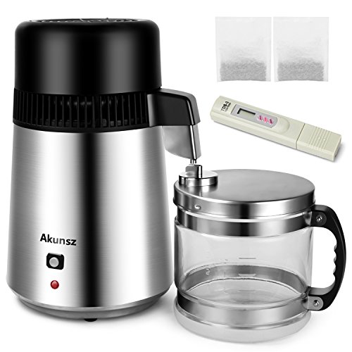 Water Distiller Countertop AKUNSZ 750W 4L Stainless Steel Water Distiller for Home with Glass Container [Security Upgraded Version] - Thumbnail 7