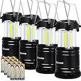 LED Camping Lantern, Costech Cob Light Ultra Bright Collapsible Lamp, Portable Hanging Flashlight for Outdoor Garden Hiking Fishing (4 Pack)
