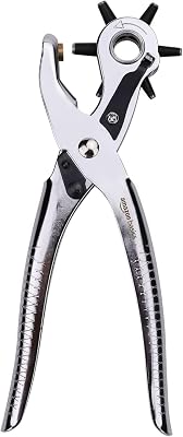 Juego de perforadora de cuero, rotativa, herramienta para hacer tamaños de agujeros múltiples, Plata